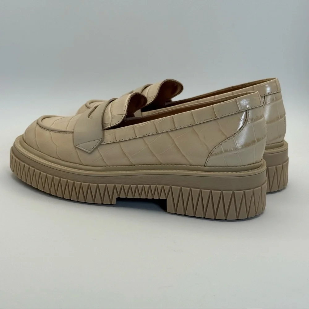 SCHUTZ Viola Croc Embossed Leather Chunky Slip On Loafers Size 8B